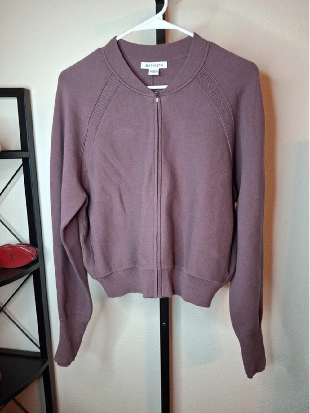 Athleta Advantage full-zip knit bomber jacket size L